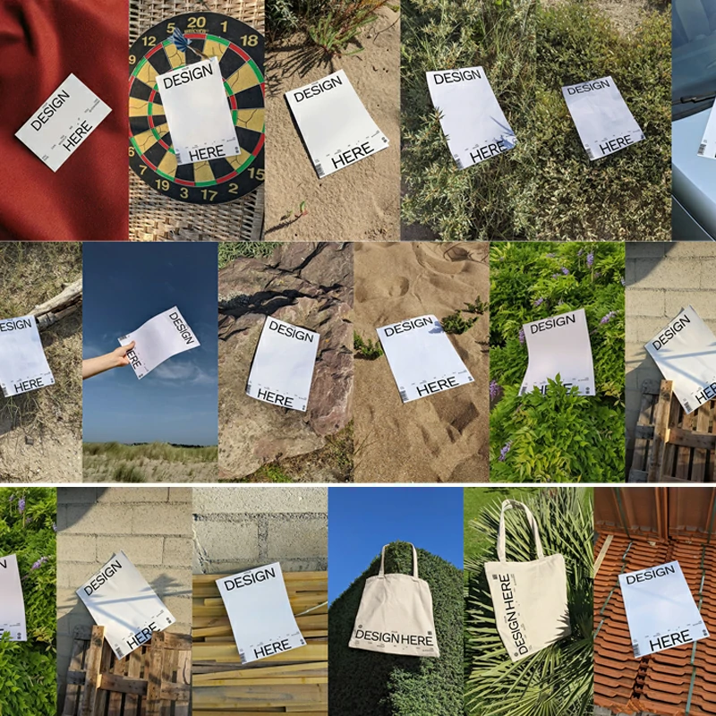 203期户外场景多角度VI真实野外场景海报手提袋样机贴图PSD设计素材PS16款