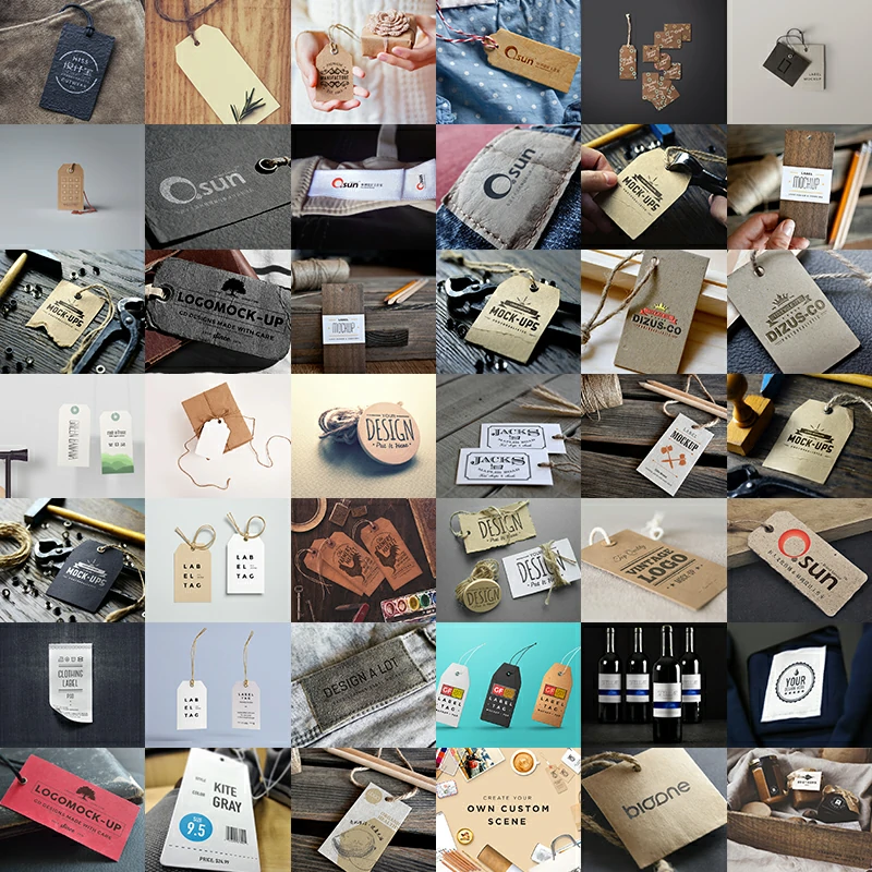 216期ASUN服装品牌logo标签吊牌智能贴图mockup样机模板PSD设计素材VI场景