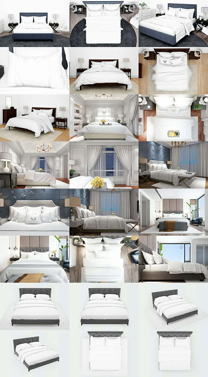 222期室内床上用品布艺床单被褥枕头印花图案图展示贴图样机PSD模板