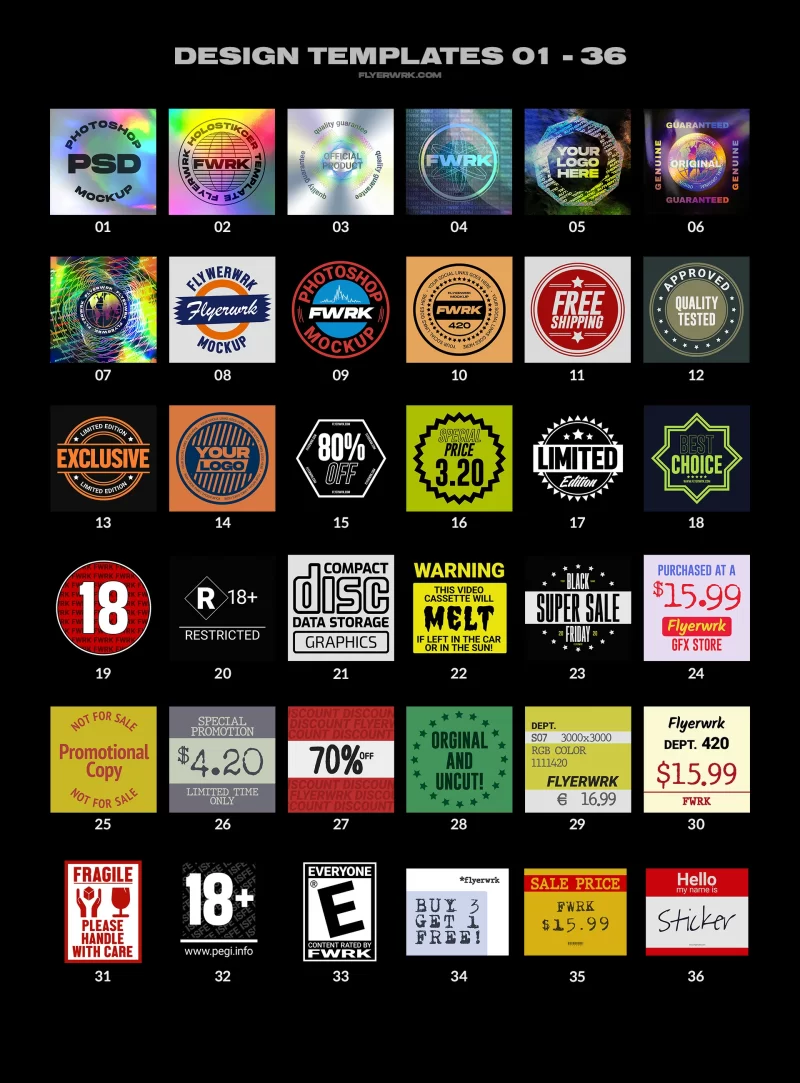 226-潮流复古做旧不干胶标签logo标志智能贴图样机PS模板设计素材100款+(1)