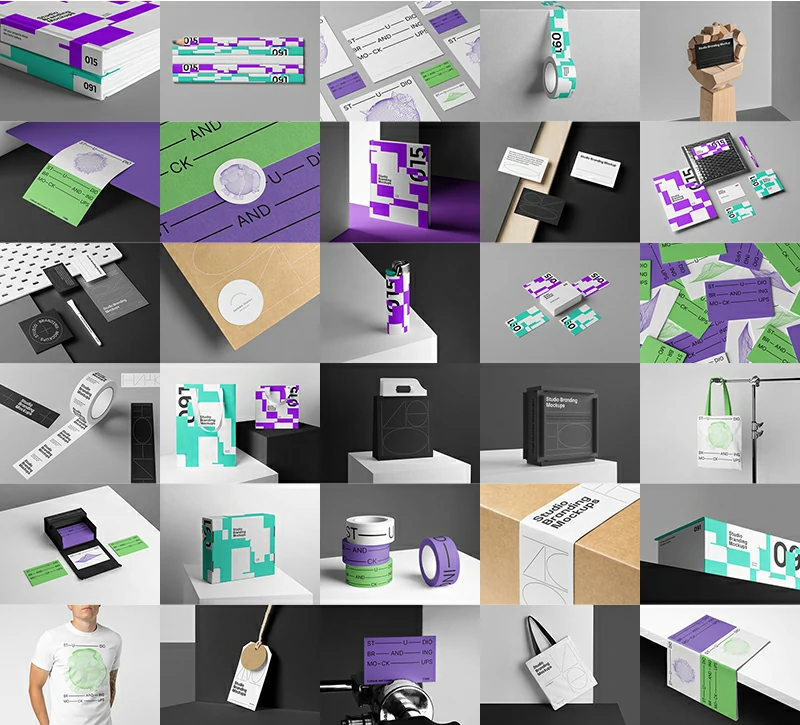 230-品牌企业办公用品vi文创周边文具名片卡片贴图样机psd设计素材